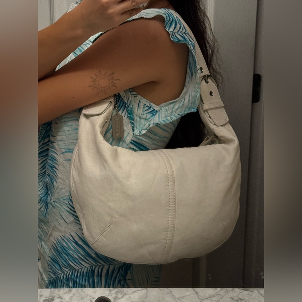 Coach Y2K Lamb Nappa Leather Tortilla White Shoulder Slouch Hobo Bag RARE - Picture 11 of 12